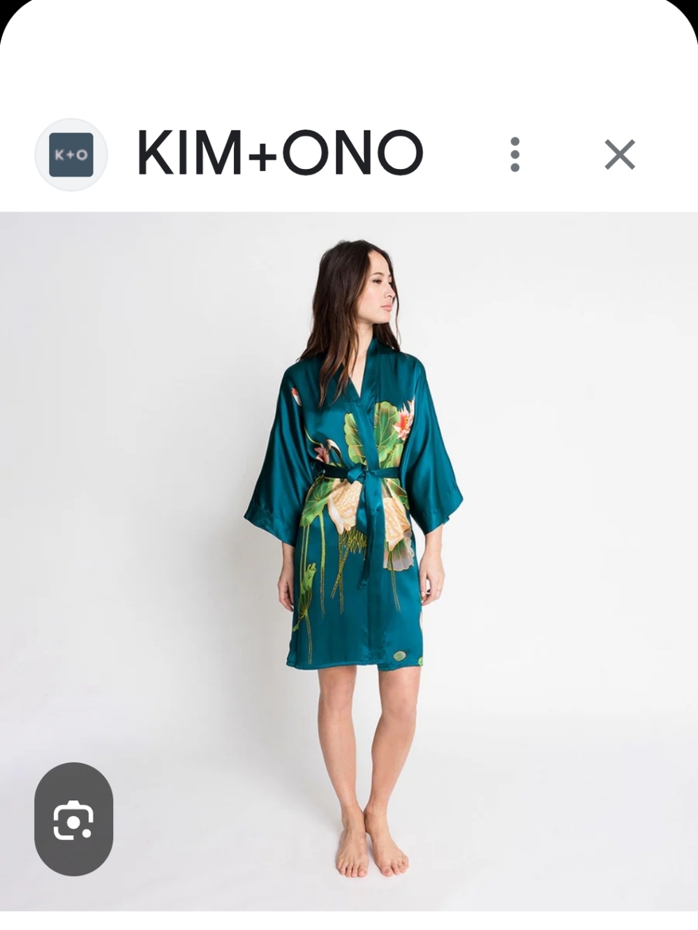 Teal Floral Satin Kimono Robe